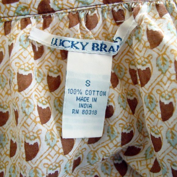 LUCKY BRAND 70's Inspired Cotton Print Peasant Blouse Top Women's S - Picture 8 of 8